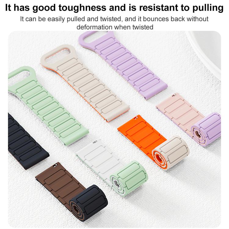 xDfind Reverse Buckle Tri-beads Magnetic Silicone Watch Band, 22mm