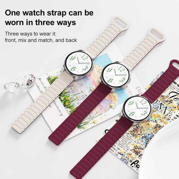 xDfind Reverse Buckle Tri-beads Magnetic Silicone Watch Band, 22mm