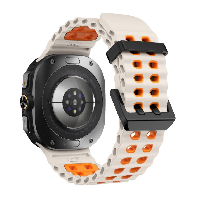 xDfind Black Buckle Ocean Two Color Dual-row Hole Silicone Watch Band, For Samsung Galaxy Watch Ultra 47mm / Ultra 2025