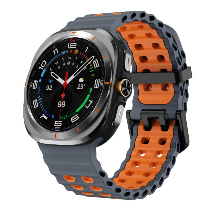 xDfind Black Buckle Ocean Two Color Dual-row Hole Silicone Watch Band, For Samsung Galaxy Watch Ultra 47mm / Ultra 2025