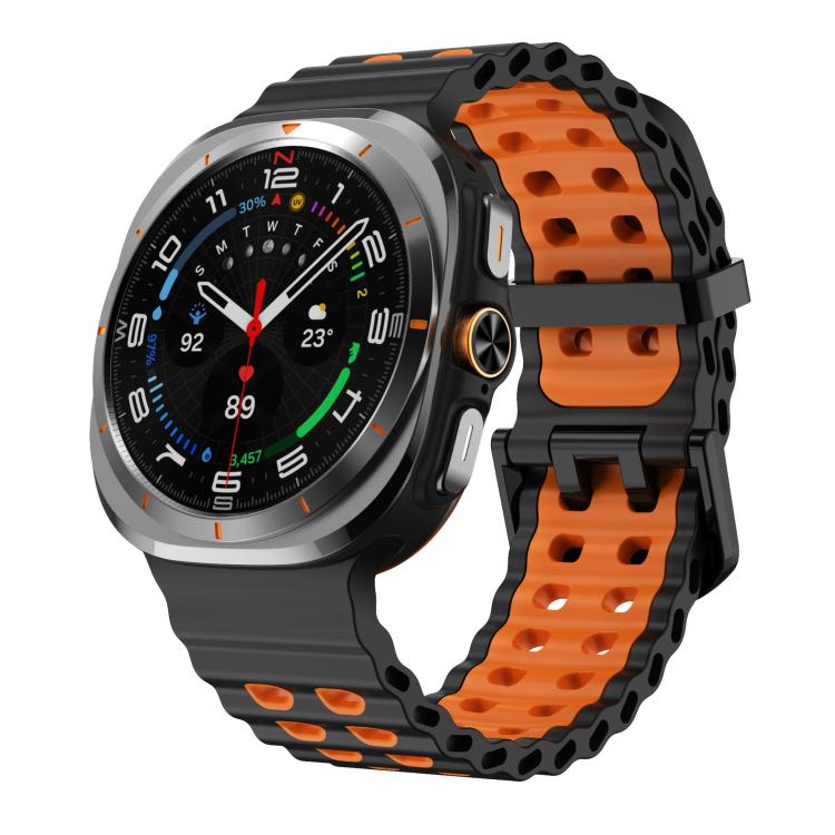 xDfind Black Buckle Ocean Two Color Dual-row Hole Silicone Watch Band, For Samsung Galaxy Watch Ultra 47mm / Ultra 2025