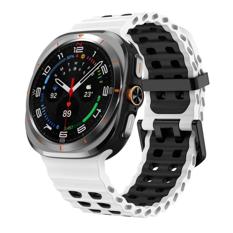 xDfind Black Buckle Ocean Two Color Dual-row Hole Silicone Watch Band, For Samsung Galaxy Watch Ultra 47mm / Ultra 2025