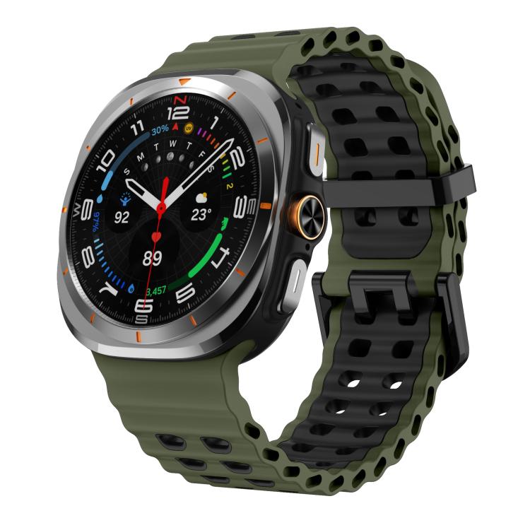 xDfind Black Buckle Ocean Two Color Dual-row Hole Silicone Watch Band, For Samsung Galaxy Watch Ultra 47mm / Ultra 2025