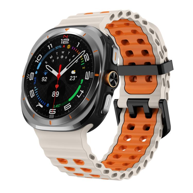 xDfind Black Buckle Ocean Two Color Dual-row Hole Silicone Watch Band, For Samsung Galaxy Watch8 / 8 Classic