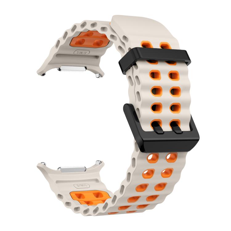 xDfind Black Buckle Ocean Two Color Dual-row Hole Silicone Watch Band, For Samsung Galaxy Watch8 / 8 Classic