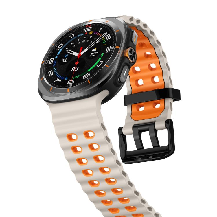 xDfind Black Buckle Ocean Two Color Dual-row Hole Silicone Watch Band, For Samsung Galaxy Watch8 / 8 Classic