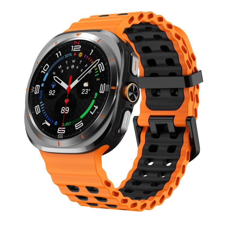 xDfind Black Buckle Ocean Two Color Dual-row Hole Silicone Watch Band, For Samsung Galaxy Watch8 / 8 Classic