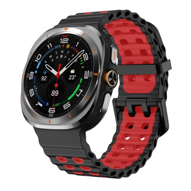 xDfind Black Buckle Ocean Two Color Dual-row Hole Silicone Watch Band, For Samsung Galaxy Watch8 / 8 Classic