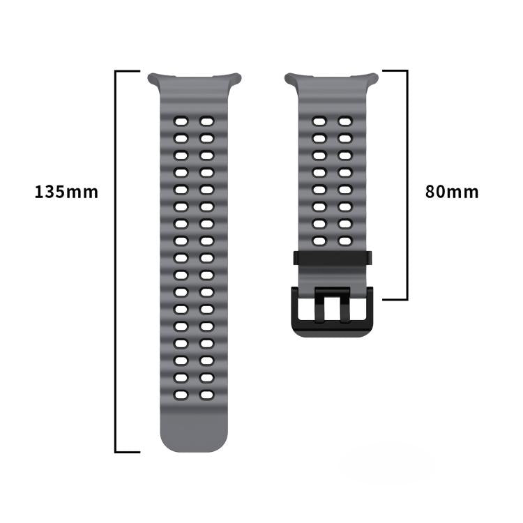 xDfind Black Buckle Ocean Two Color Dual-row Hole Silicone Watch Band, For Samsung Galaxy Watch Ultra 47mm / Ultra 2025