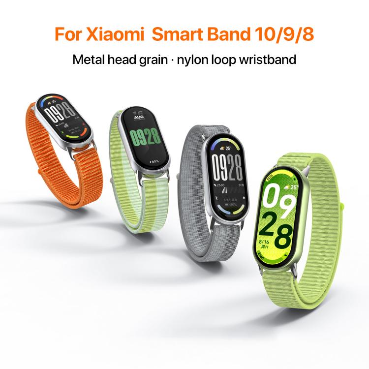 xDfind Metal Connector Nylon Braided Loop Watch Band, For Xiaomi Smart Band 10 / 9 / 8 / NFC