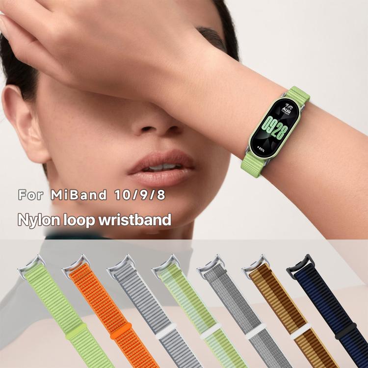 xDfind Metal Connector Nylon Braided Loop Watch Band, For Xiaomi Smart Band 10 / 9 / 8 / NFC