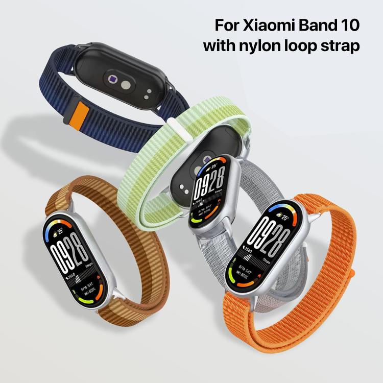 xDfind Metal Connector Nylon Braided Loop Watch Band, For Xiaomi Smart Band 10 / 9 / 8 / NFC