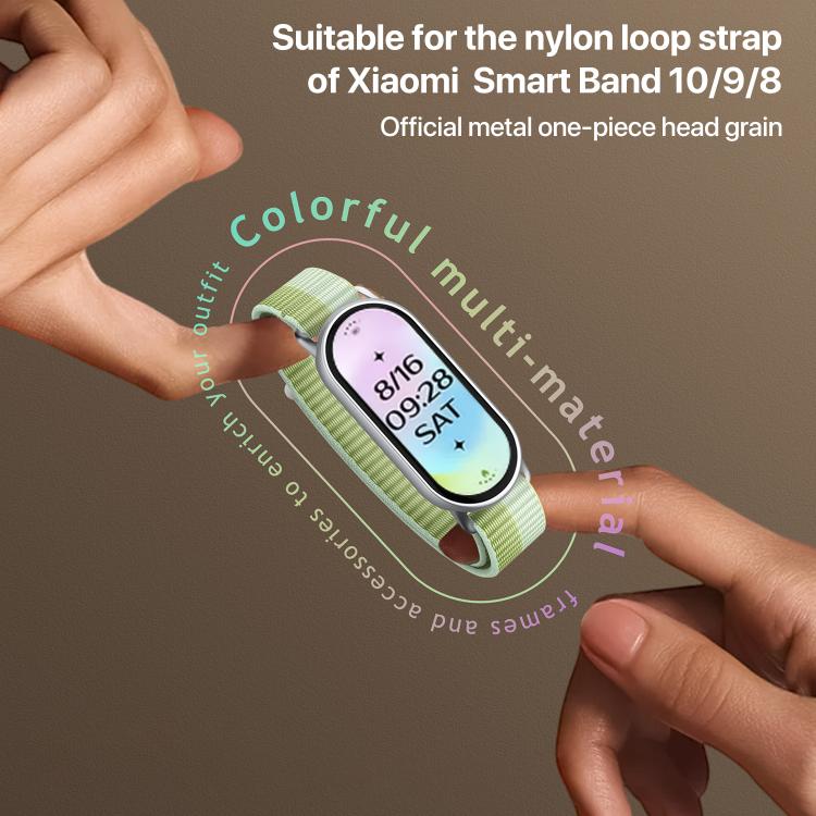 xDfind Metal Connector Nylon Braided Loop Watch Band, For Xiaomi Smart Band 10 / 9 / 8 / NFC