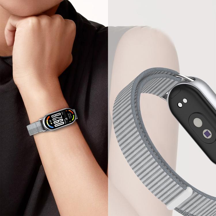 xDfind Metal Connector Nylon Braided Loop Watch Band, For Xiaomi Smart Band 10 / 9 / 8 / NFC