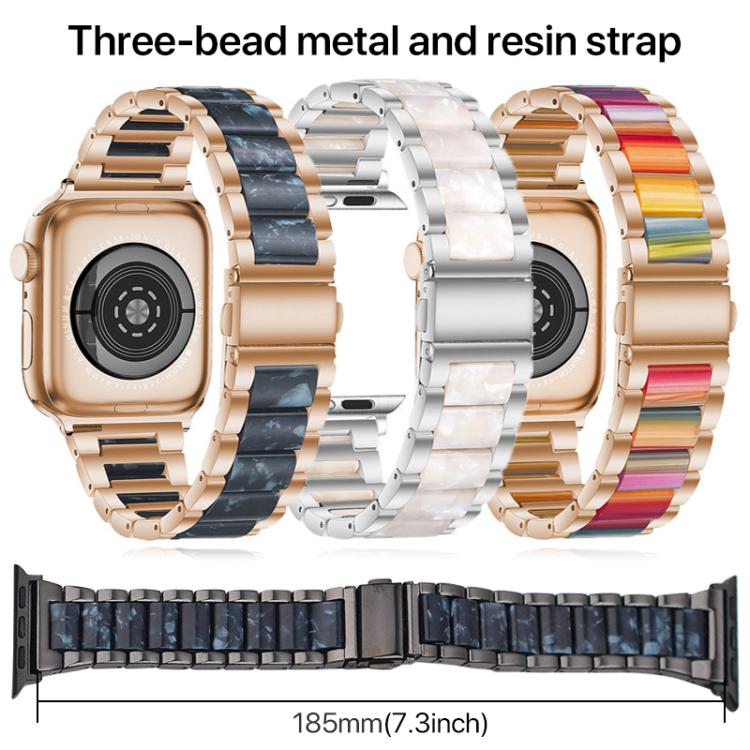 xDfind Three Beads Metal Resin Watch Band, For Apple Watch 42 / 44 / 45 / 46 / 49mm