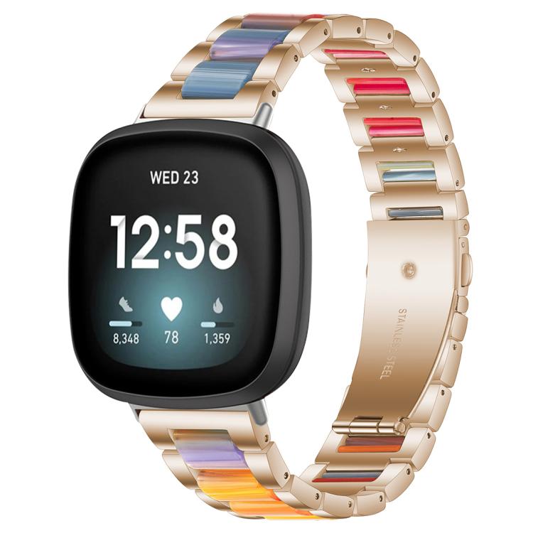 xDfind Three Beads Metal Resin Watch Band, For Fitbit Versa 4 / 3 / Sense 2 / Sense