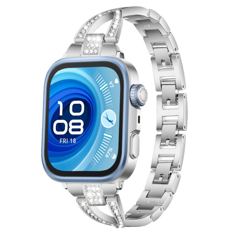 xDfind X-Shaped Single Row Diamond Metal Watch Band