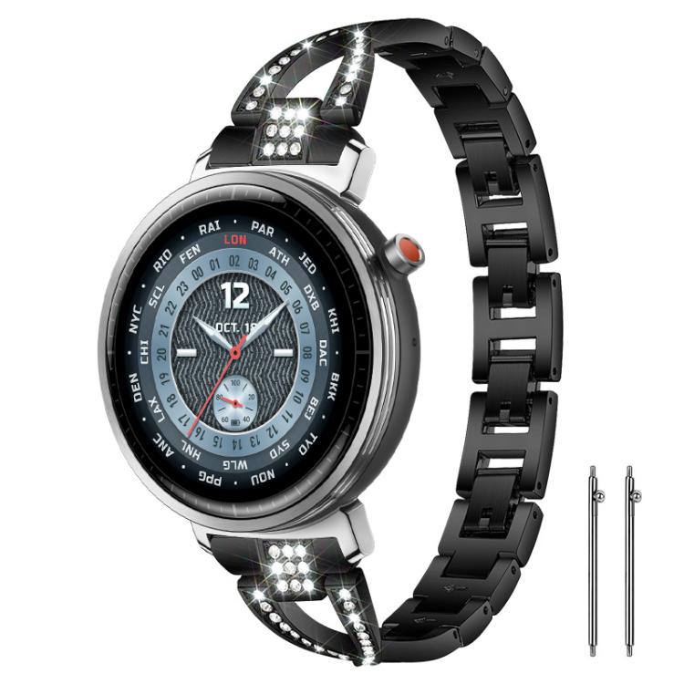 xDfind X-Shaped Single Row Diamond Metal Watch Band, 22mm