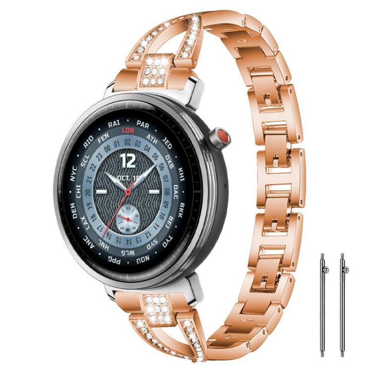 xDfind X-Shaped Single Row Diamond Metal Watch Band, 18mm