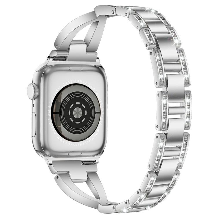 xDfind X-Shaped Single Row Diamond Metal Watch Band, For Apple Watch 42 / 44 / 45 / 46 / 49mm