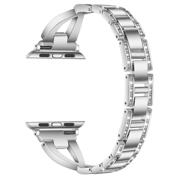 xDfind X-Shaped Single Row Diamond Metal Watch Band, For Apple Watch 42 / 44 / 45 / 46 / 49mm