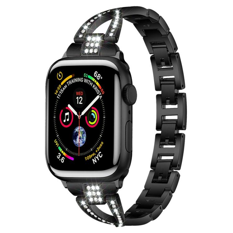xDfind X-Shaped Single Row Diamond Metal Watch Band, For Apple Watch 42 / 44 / 45 / 46 / 49mm