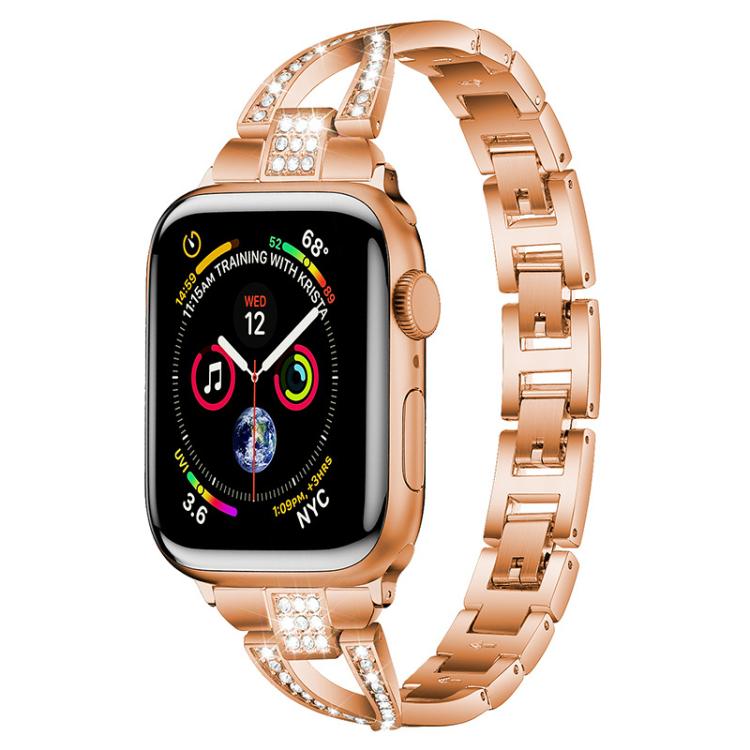 xDfind X-Shaped Single Row Diamond Metal Watch Band, For Apple Watch 42 / 44 / 45 / 46 / 49mm