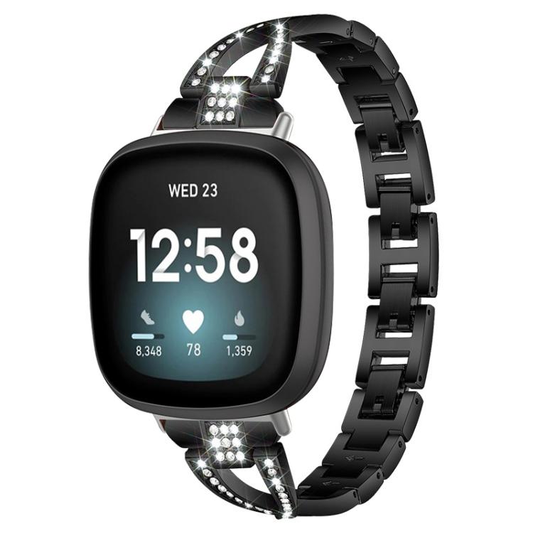 xDfind X-Shaped Single Row Diamond Metal Watch Band, For Fitbit Versa 4 / 3 / Sense 2 / Sense
