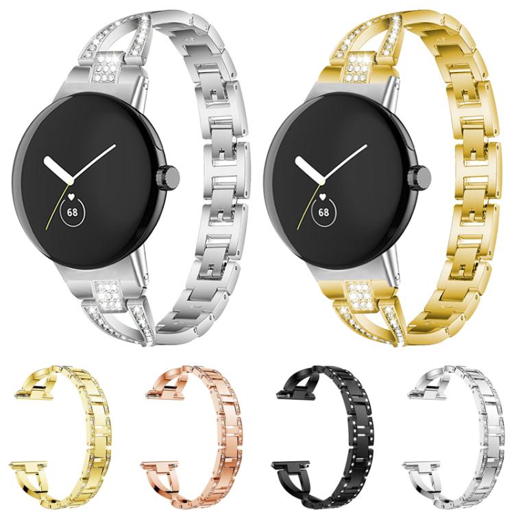 xDfind X-Shaped Single Row Diamond Metal Watch Band, For Google Pixel Watch / Watch2 / Watch3 41mm