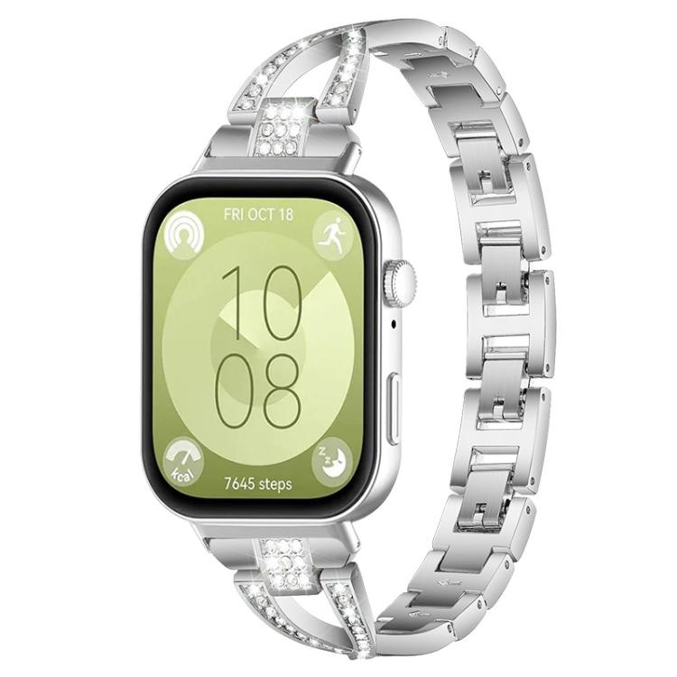 xDfind X-Shaped Single Row Diamond Metal Watch Band, For Huawei Watch Fit4 / Fit4 Pro / Fit3