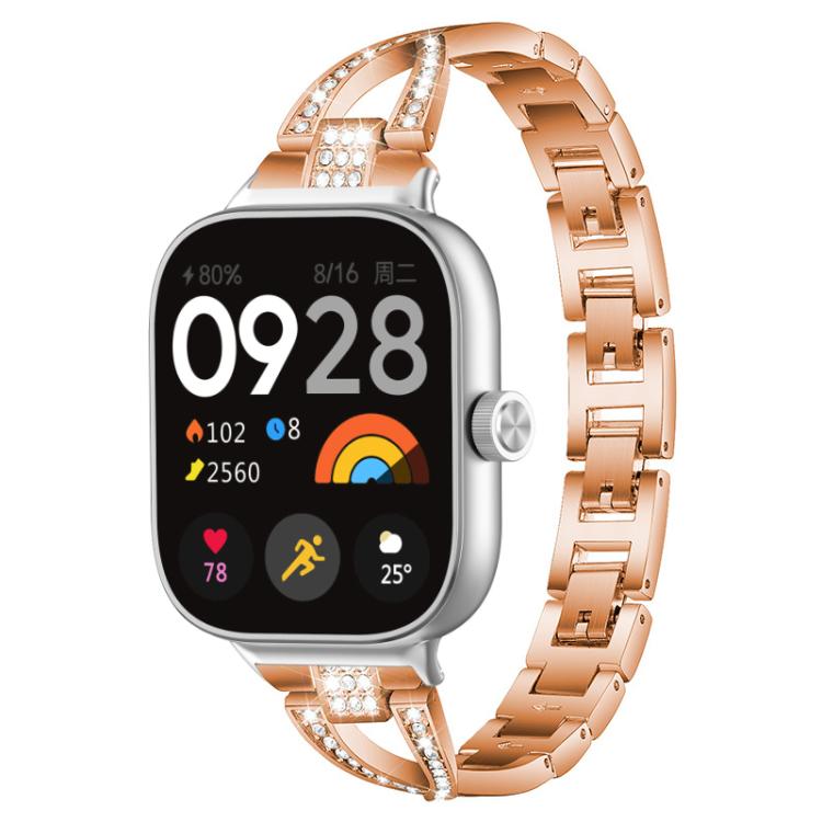 xDfind X-Shaped Single Row Diamond Metal Watch Band, For Xiaomi Smart Band 9 Pro/8 Pro/Redmi Watch 5/4