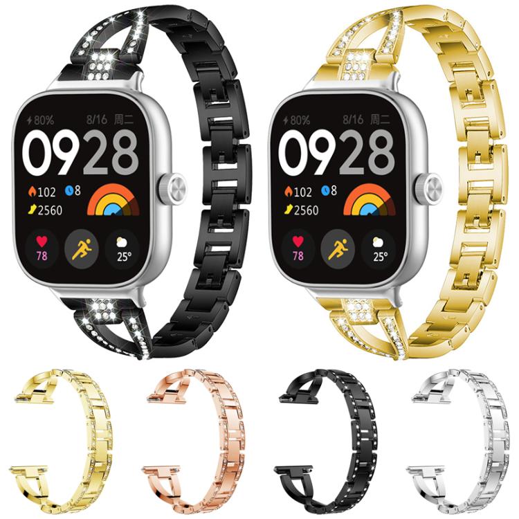 xDfind X-Shaped Single Row Diamond Metal Watch Band, For Xiaomi Smart Band 9 Pro/8 Pro/Redmi Watch 5/4