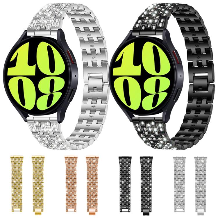 xDfind Five Beads Full Diamond Metal Watch Band, 20mm