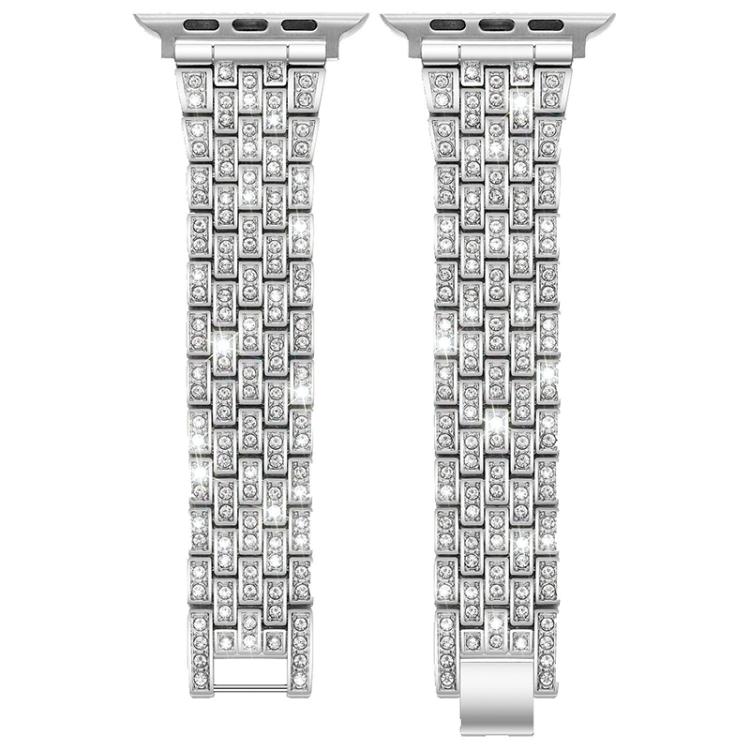 xDfind Five Beads Full Diamond Metal Watch Band, For Apple Watch 42 / 44 / 45 / 46 / 49mm