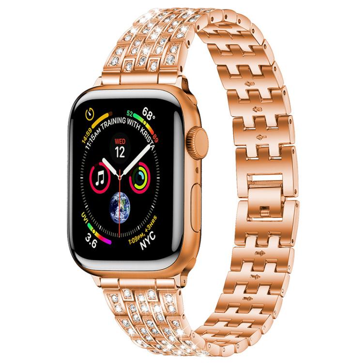 xDfind Five Beads Full Diamond Metal Watch Band, For Apple Watch 42 / 44 / 45 / 46 / 49mm