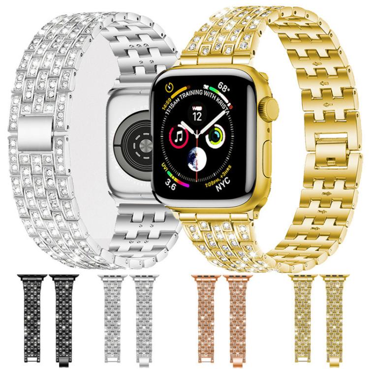 xDfind Five Beads Full Diamond Metal Watch Band, For Apple Watch 38 / 40 / 41 / S10 42mm