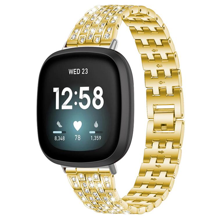 xDfind Five Beads Full Diamond Metal Watch Band, For Fitbit Versa 4 / 3 / Sense 2 / Sense