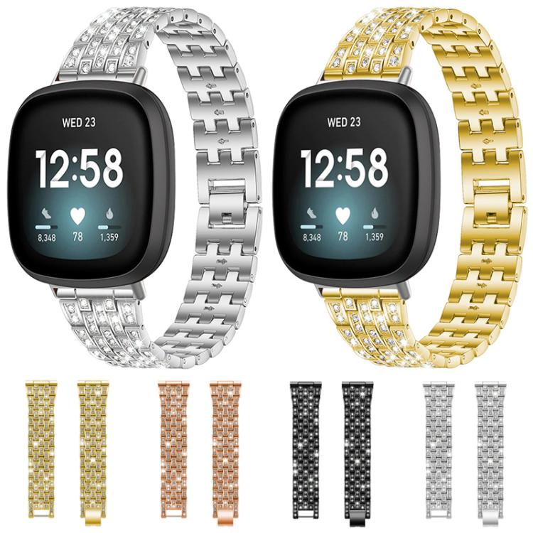 xDfind Five Beads Full Diamond Metal Watch Band, For Fitbit Versa 4 / 3 / Sense 2 / Sense