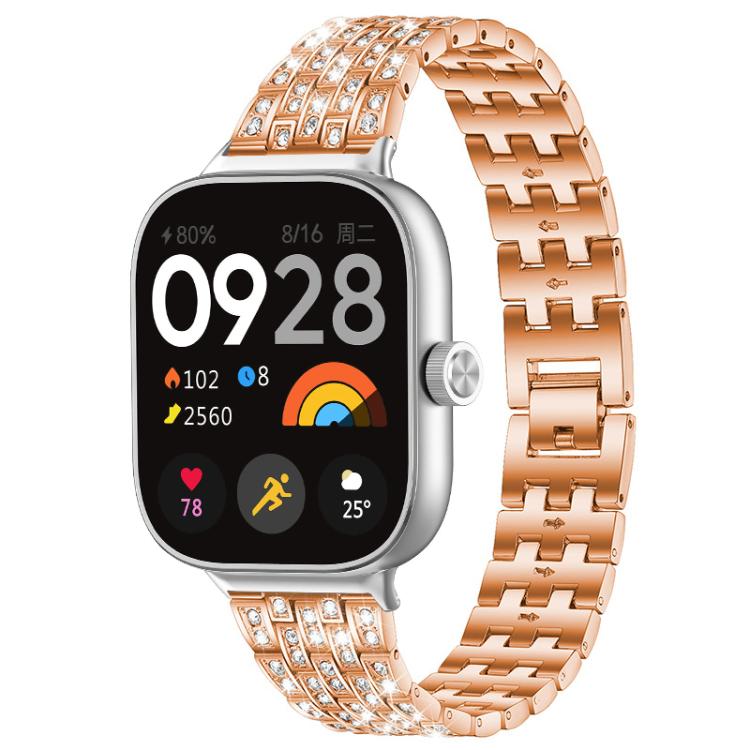 xDfind Five Beads Full Diamond Metal Watch Band, For Xiaomi Smart Band 9 Pro/8 Pro/Redmi Watch 5/4