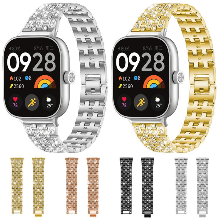 xDfind Five Beads Full Diamond Metal Watch Band, For Xiaomi Smart Band 9 Pro/8 Pro/Redmi Watch 5/4