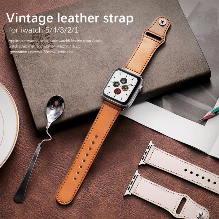 xDfind Rivet Buckle Genuine Leather Watch Band, For Apple Watch 38 / 40 / 41 / S10 42mm