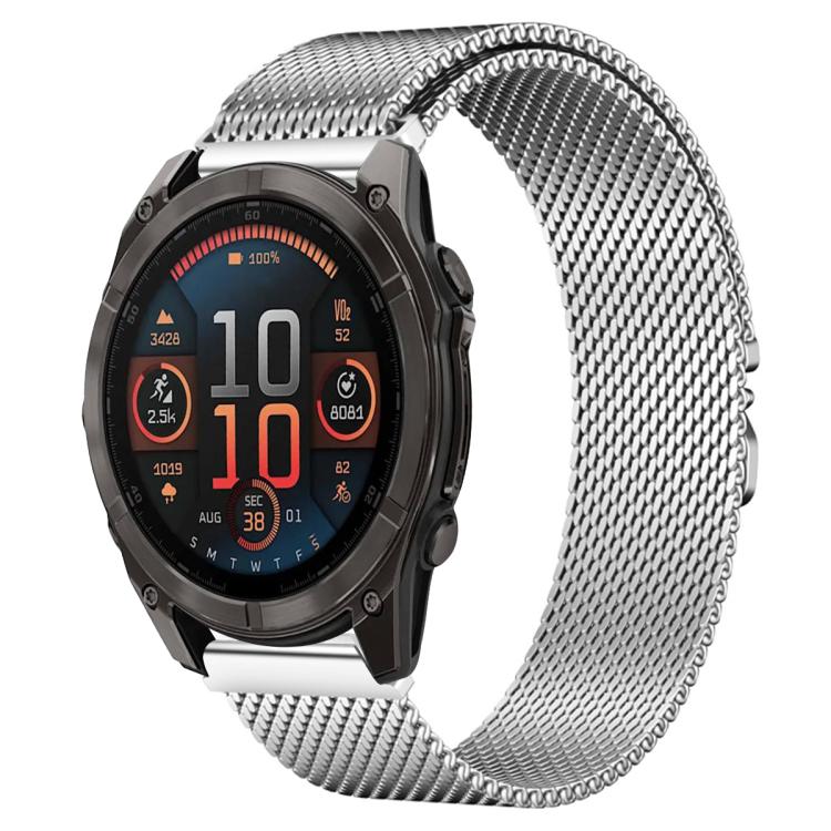 xDfind Milanese Parachute Buckle Stainless Steel Watch Band, For Garmin Fenix 8/7X/6X/5X 26mm