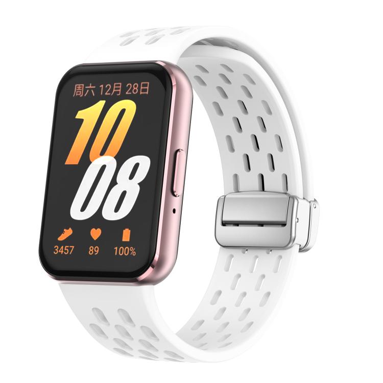 xDfind Mesh Magnetic Silver Buckle Silicone Watch Strap, For Samsung Galaxy Fit 3