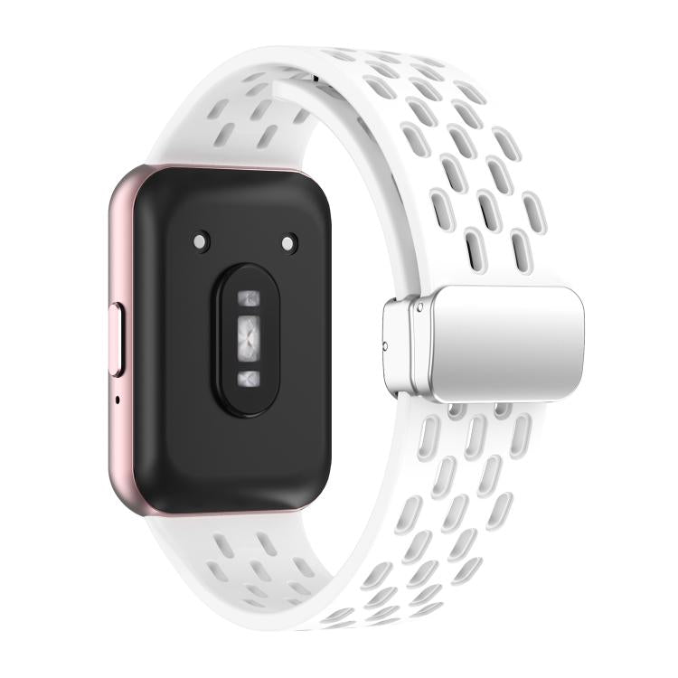 xDfind Mesh Magnetic Silver Buckle Silicone Watch Strap, For Samsung Galaxy Fit 3