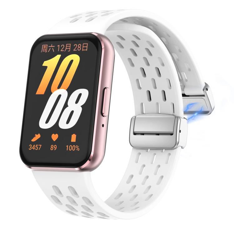 xDfind Mesh Magnetic Silver Buckle Silicone Watch Strap, For Samsung Galaxy Fit 3