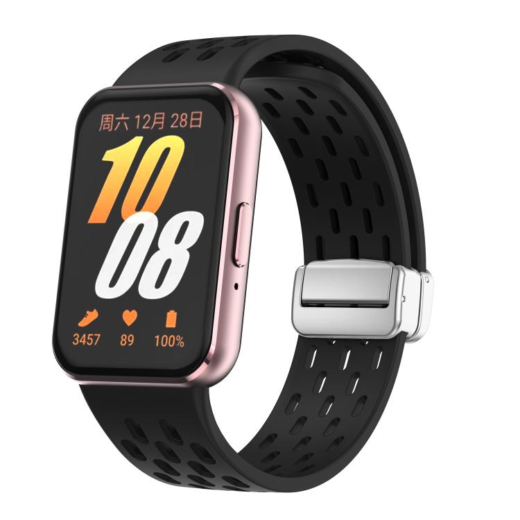 xDfind Mesh Magnetic Silver Buckle Silicone Watch Strap, For Samsung Galaxy Fit 3