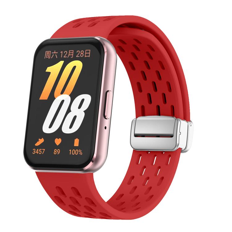 xDfind Mesh Magnetic Silver Buckle Silicone Watch Strap, For Samsung Galaxy Fit 3