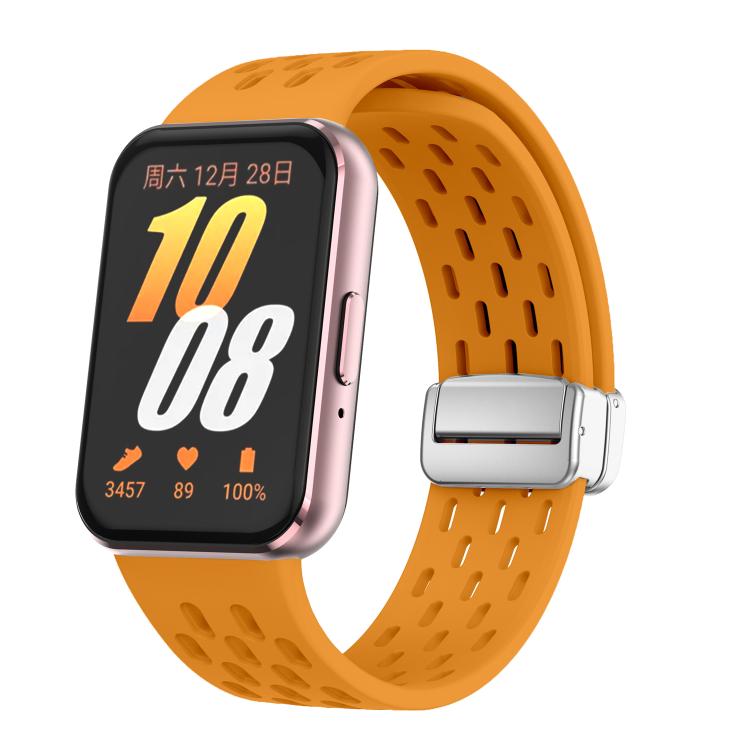 xDfind Mesh Magnetic Silver Buckle Silicone Watch Strap, For Samsung Galaxy Fit 3