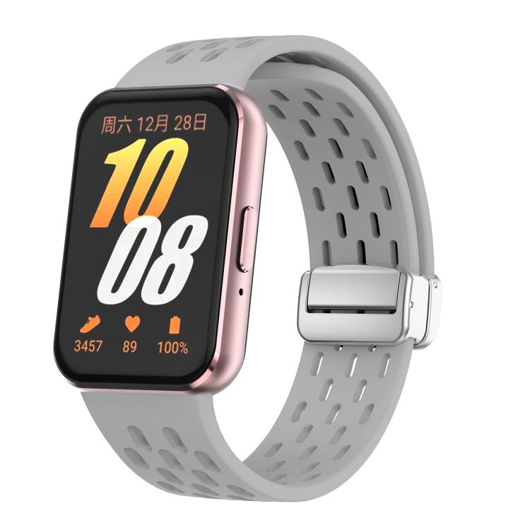 xDfind Mesh Magnetic Silver Buckle Silicone Watch Strap, For Samsung Galaxy Fit 3