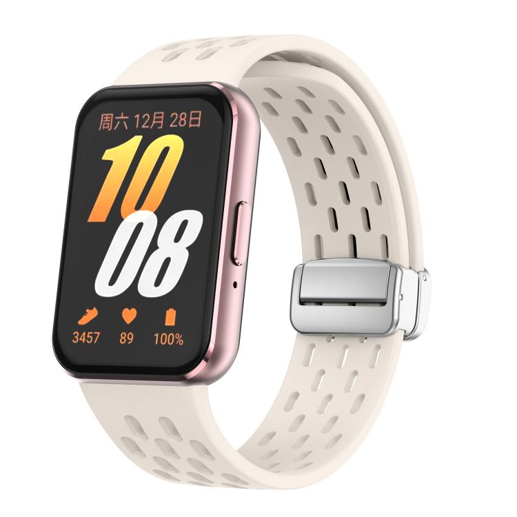 xDfind Mesh Magnetic Silver Buckle Silicone Watch Strap, For Samsung Galaxy Fit 3